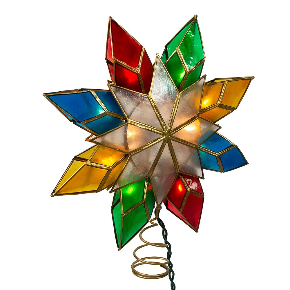 Photo 1 of Kurt Adler 10-Light Multi-Color Capiz Star Tree Topper