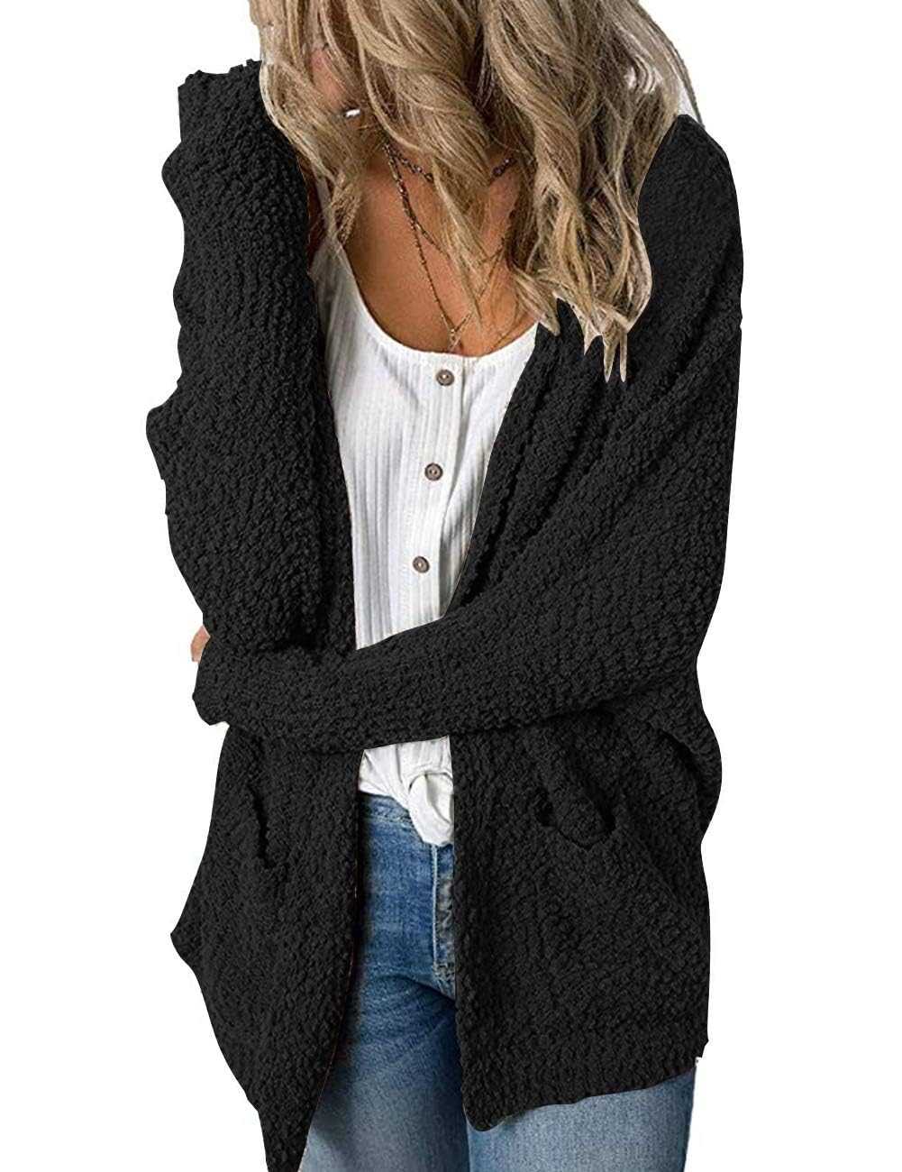Photo 1 of (BAGGED) (USED/FAIR) MEROKEETY Women's 2025 Winter Long Sleeve Soft Chunky Knit Sweater Open Front Cardigan Outwear Coat