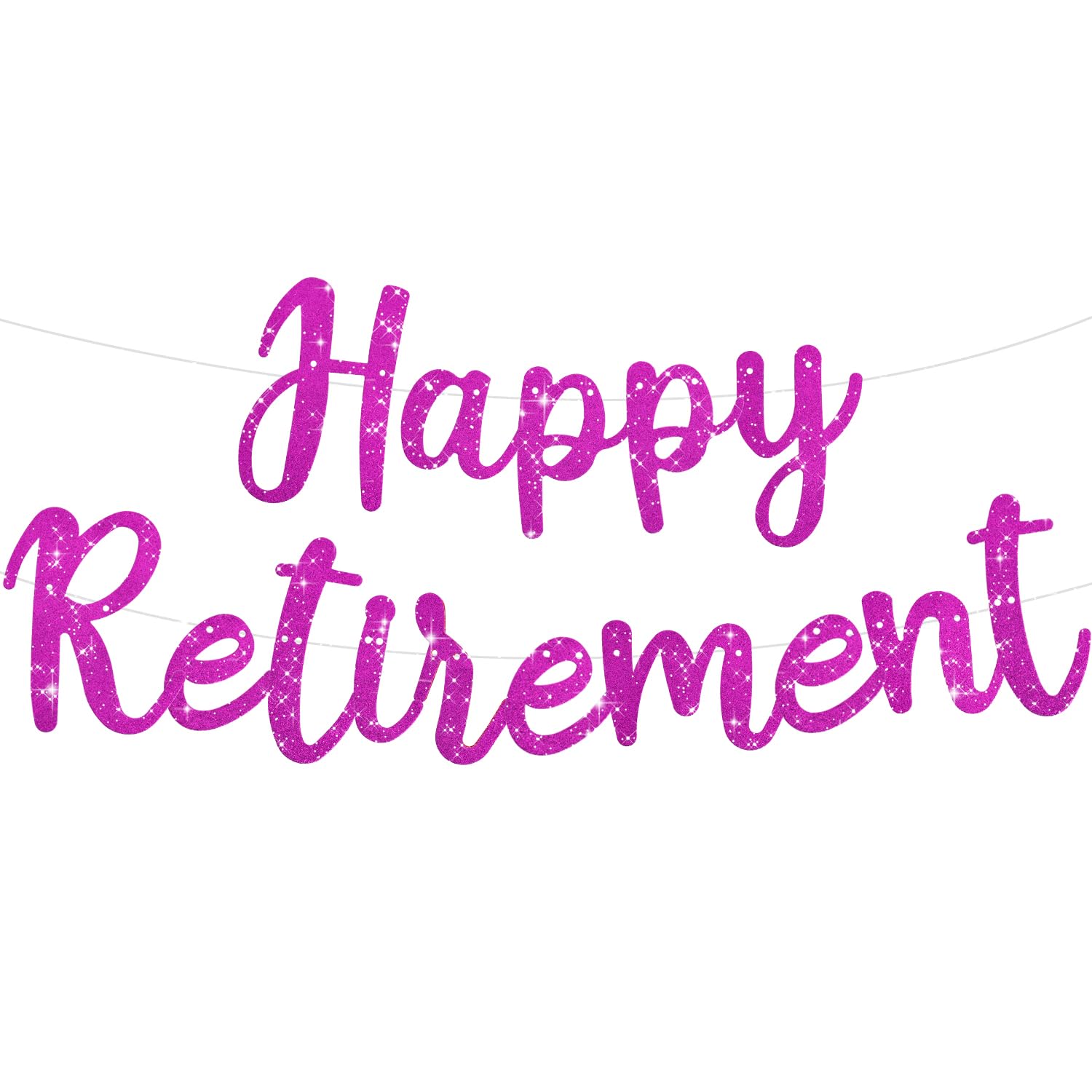 TONIFUL Purple Glitter Happy Retirement Banner - Pre-Strung, No DIY, Party Supplies for Retirement