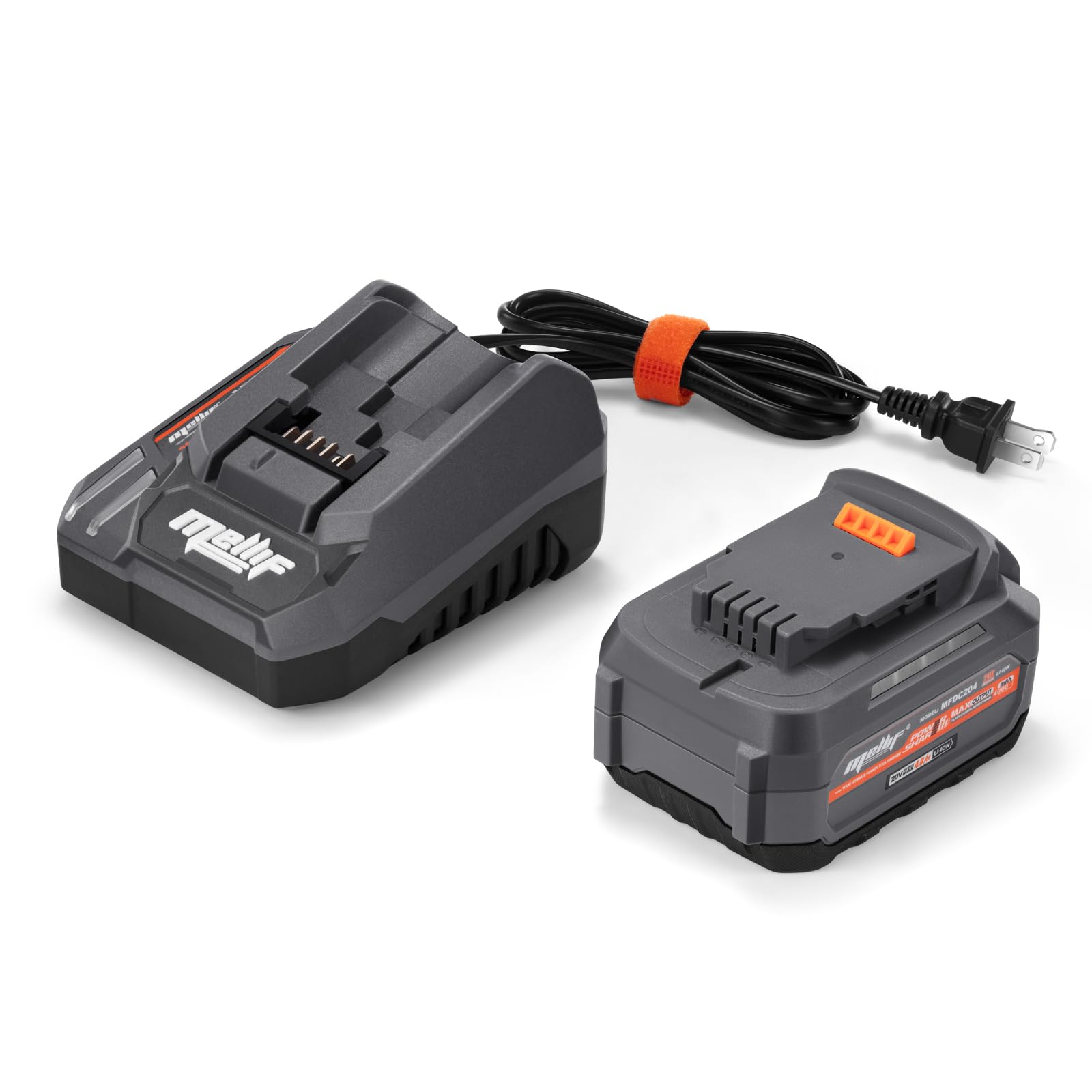 Photo 1 of Mellif 20V 4.0 Battery & Fast Charger Kit, Compatible with DeWalt Power Tools, 10C / 40Amps, Replacement Li-Ion Battery with Smart Charging, Extreme Weather & Shock Resistant (Gray for Dewalt)