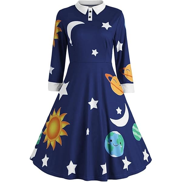 Amazon.com: Halloween Women's Planets Stars Moon Solar System Dress Cosplay  Costume A-Line Dress : Clothing, Shoes & Jewelry