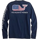 Vineyard Vines Mens Flag Whale Long-Sleeve Pocket Tee