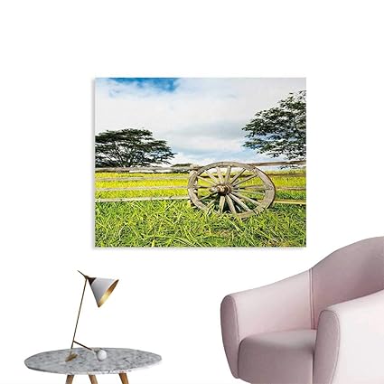 Amazon Com Tudouhoho Barn Wood Wagon Wheel Space Poster