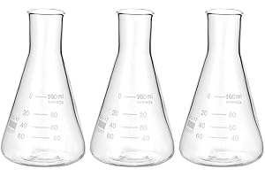 PATIKIL Erlenmeyer Flask, 3 Pcs 100ml 3.4oz Narrow Mouth Graduated Flasks Borosilicate Glass with Printed Graduation for Lab Experiment Chemistry Science Study