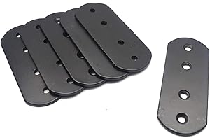 T Tulead Black 4-Hole Brace Melding Plates Straight Brace Metal Flat Brackets 3.7"x1.5" 6PCS with Mounting Screws