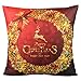 VAKADO Christmas Red Gold Decor Throw Pillow Covers Xmas Outdoor Holiday Winter Deer Home Decorative Cushion Covers Tree Snowflake Decoration for Couch Sofa 18X18 Set of 4