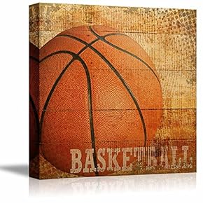 Basketball Americana - Patriotic Roundball Sport Grunge Flag - Canvas Art Home Art - 12x12 inches