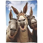 Turamurra Funny Donkey Throw Blanket Cute Animal Donkey Gifts Blanket for Kids Adults Super Warm Soft Cozy Plush Fleece Flannel Blanket for Sofa Couch Bedding Birthday Gifts 50"x60"