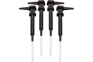 Darware Large Pump Dispenser 38mm Replacement Pumps for Gallon and Half Gallon Bottles (4-Pack, Black); 38-400 Size Heavy Duty Gallon Pump Tops, BPA-Free