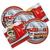 Fireman Fire Truck Themed Birthday Party Plates & Napkins Serves 16