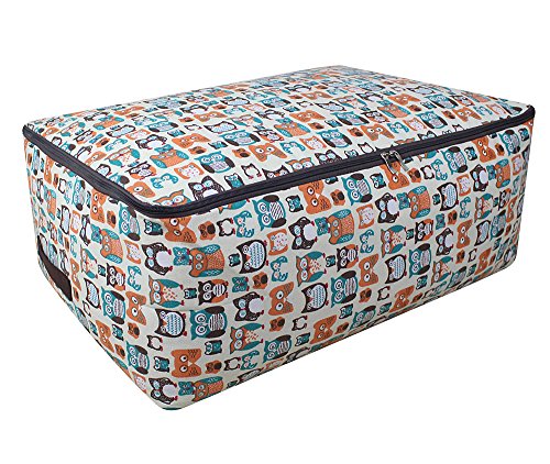 iwill CREATE PRO 100% Cotton Canvas Comforter Storage Bag, Dust Proof Duvet Storage Organizer Container, Cute Color for Kids Room