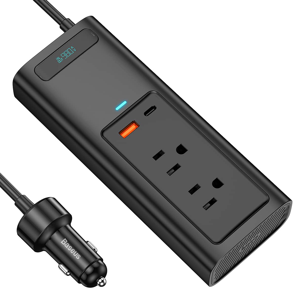 Baseus Power Inverter Car Inverter 150W DC 12V/110V Car Outlet Adapter car USB C LCD Screen with Switch and Current Outlet Adapter Power Inverters Accessories for Car