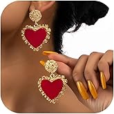 Valentines Earrings for Women Gold Red Heart Earrings Heart Dangle Earring for Valentines Day Gifts for Her Outfits Accessories