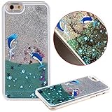 iPhone 5C Case,iPhone 5C Liquid Case,UZZO 3D Creative Cute Cartoon Dolphin Penguin Flower Fairy Print Flowing Liquid Floating Bling Glitter Sparkle Stars Hard Case for iPhone 5C (Dolphin)