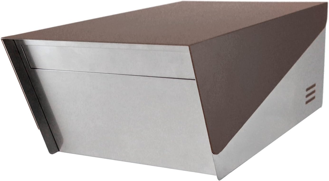 KATANABOX Prime DR - Stainless Steel Post Mount Modern Design Mailbox with lock and key extra large Letterbox Rust Proof for Modern Home House Apartment Rural Roadside 19" x 11" x 7" (Chocolate Brown)