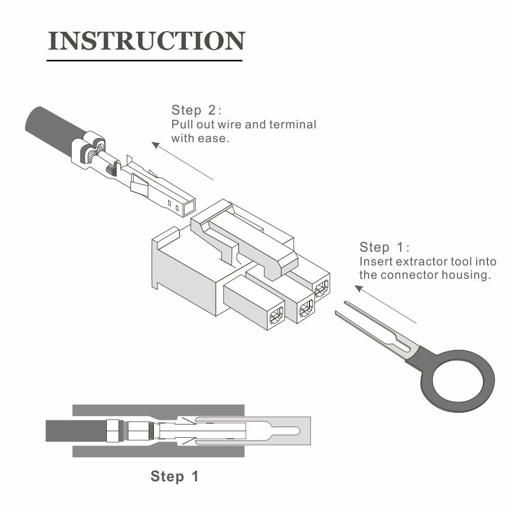 MUYI Terminals Removal Key Tool 11pcs Auto Electrical Wiring Crimp Connector Extractor Puller Release Pin kit for Car