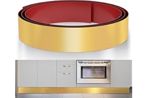 Sanbege Stainless Steel Toe Kick Cover, 4" x 102" Baseboard Plate, Self Adhesive Kickplate for Bottom of Door, Kitchen Island, Cabinet, Cupboard (Brushed Gold)