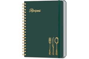 LuBudingJoy Blank Recipe Book to Write in Your Own Recipes. Sprial Hardcover Blank Cookbook, Recipe Journal Hold 150 Recipes(Black Green)