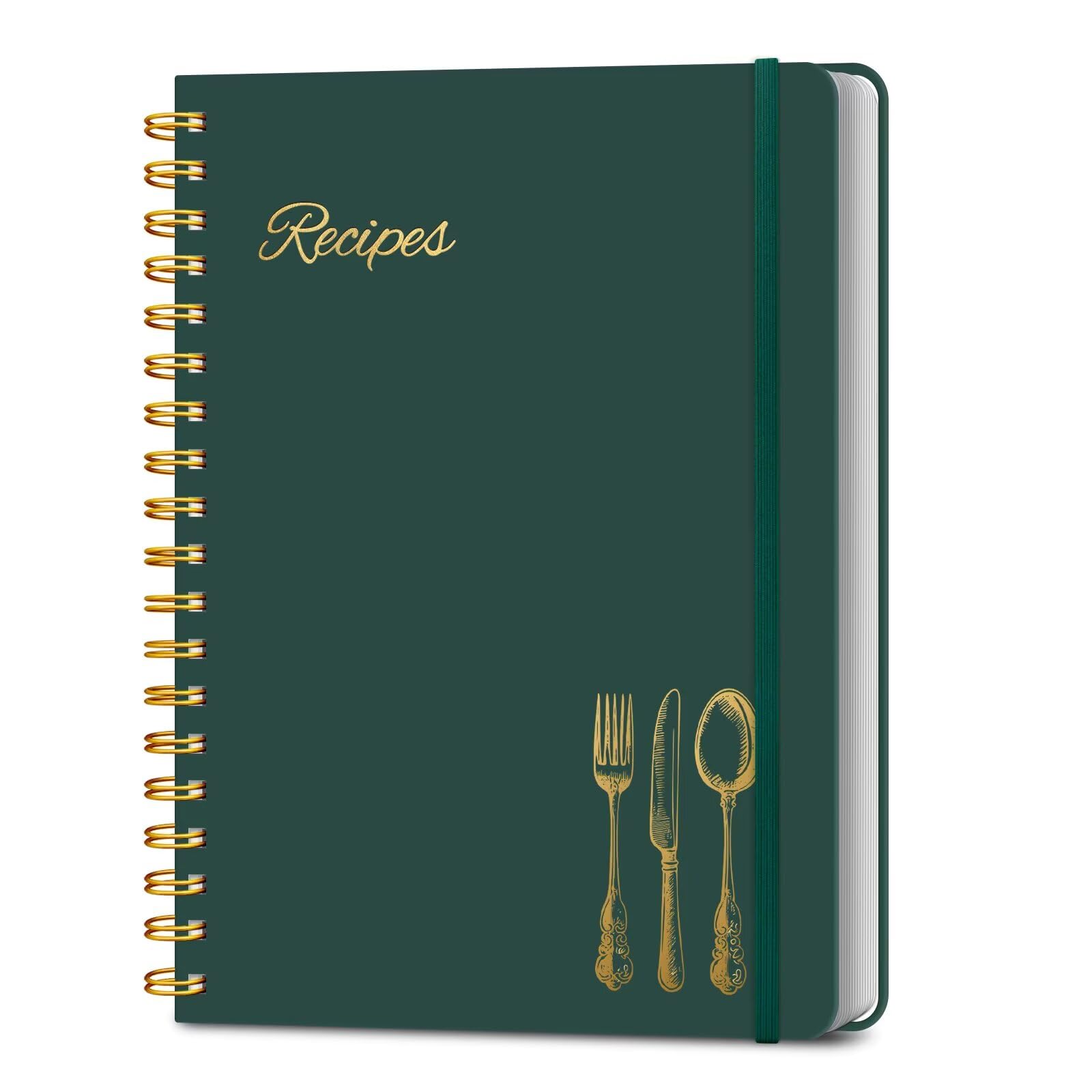 Photo 1 of LuBudingJoy Blank Recipe Book to Write in Your Own Recipes. Sprial Hardcover Blank Cookbook, Recipe Journal Hold 150 Recipes(Black Green)