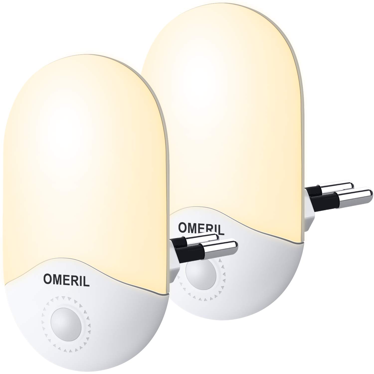 Omeril Veilleuse Led Murale Automatique Plug And Play Avec Capteur Crepusculaire Veilleuse Enfant Pour Chambre Bebe Lot De 2 Salle De Bains Et Couloir Garage Salon Blanc Chaud Lampe Nuit Luminaires Eclairage Eclairage