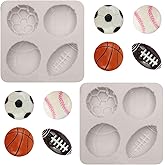 Ball Cake Silicone Molds Football Basketball Baseball Rugby Soccer Silicone Molds for Chocolate Sugar Candy Sports Ball Theme Cake Decoration DIY CakPudding Ice Cream Set of 2