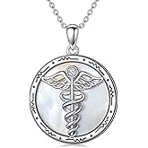 KoyeKei Nurse Necklaces for Women 925 Sterling Silver Stethoscope/Caduceus Pendant Nursing Jewelry Graduation Gifts for Doctor Medical Assistant