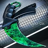 CS:GO EMERALD GAMMA Doppler Karambit Hawkbill Full Tang Tactical Neck Knife w/ABS Sheath - (Limited Edition) + FREE CSGO Dog Tag Necklace