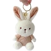 Ruzucoda Plush Bunny Rabbit Keychains Stuffed Animals Ornaments Pendant White