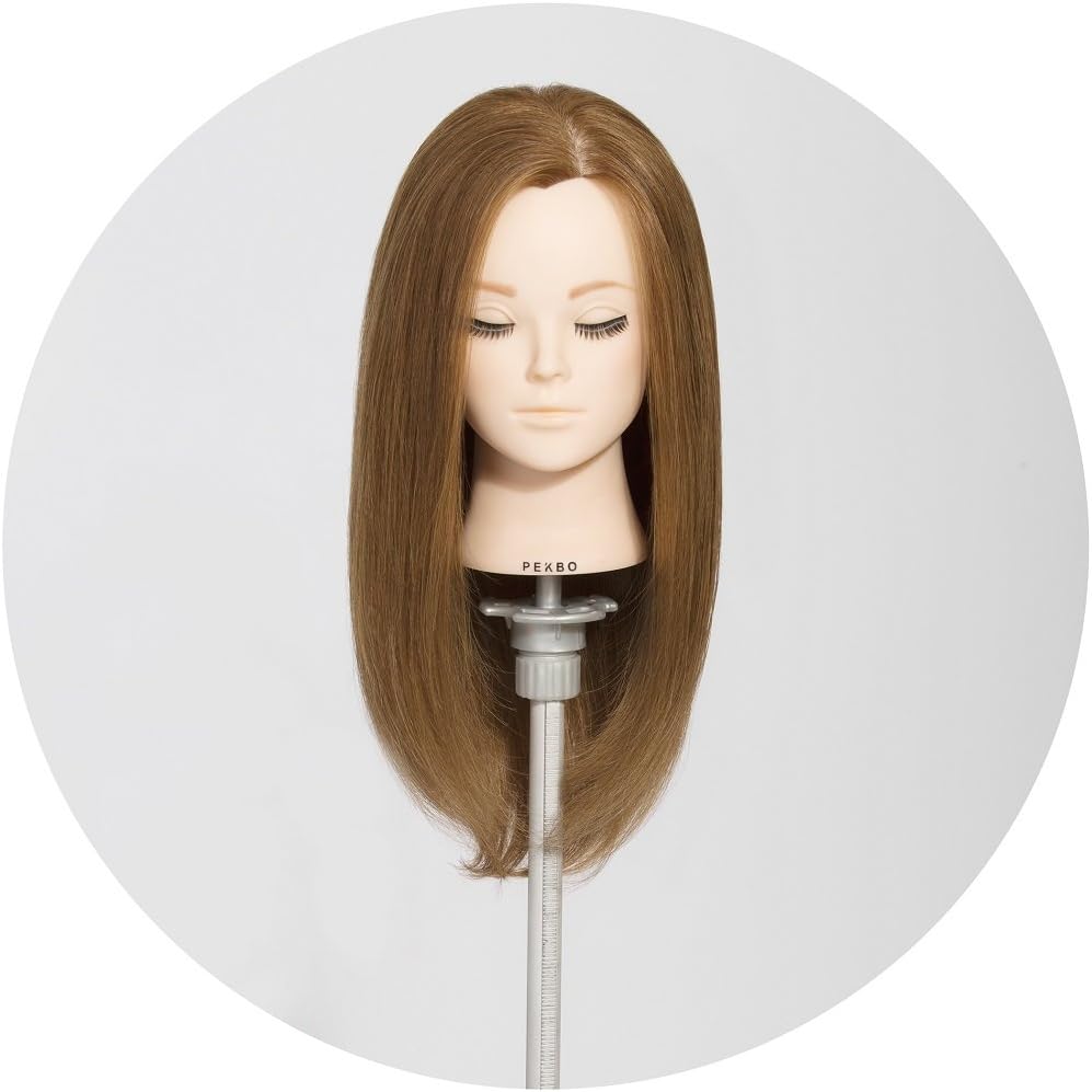 PEKBO 18" 100% Real Human Hair Hairdressing Cosmetology Mannequin Manikin Training Head Model