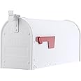 Architectural Mailboxes Admiral™ Rust-Proof Aluminum Metal Post Mounted Mail Box for Outside, White, Medium Curbside Mailbox,