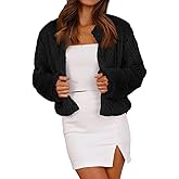 Fisoew Womens Faux Fur Coat Long Sleeve Cropped Fleece Open Front Short Jacket Outerwear