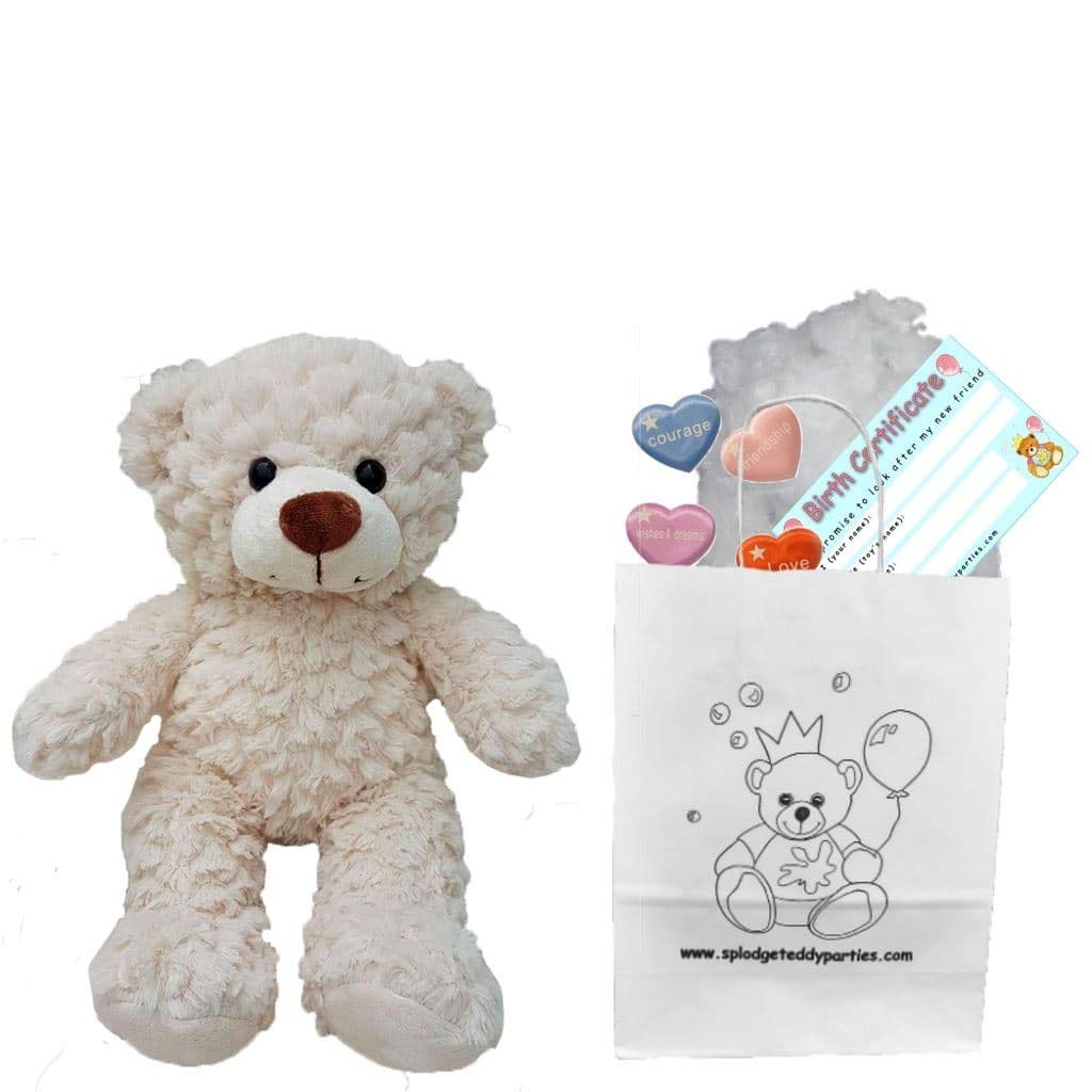 Crinkle Cream Teddy Bear - Soft Plush Toy - 10 inch / 25cm - Build your own Teddy Bear - Party Kit (Basic Kit)