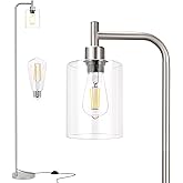 Ziisee Floor Lamps for Living Room - Industrial Standing Lamp with Glass Shade, Modern Floor Lamp with LED Bulbs, Tall Lamp f