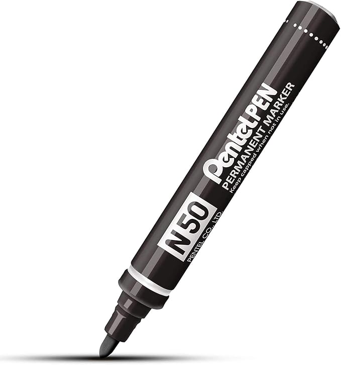 Pentel N50 Permanent Marker Bullet Tip 1 5 2mm Line Black Ref N50 A Pack Of 12 Amazon Co Uk Office Products