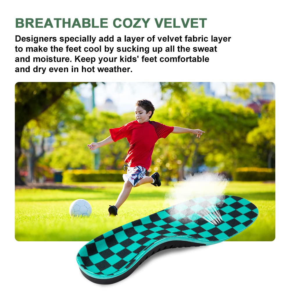 Bacophy Kids Arch Support Insoles Children Orthotic Inserts for Plantar Fasciitis, Flat Feet, Heel Pain Relief, Premium Pu, TPU, Gel Shock Absorption Deep Heel Cup Cushioning Inner Sole