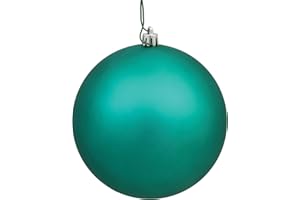 Vickerman N592042DMV Matte Ball Ornament with Shatterproof & UV Resistant, Pre-drilled Cap Secured & 6" of Green Floral Wire, 8", Teal