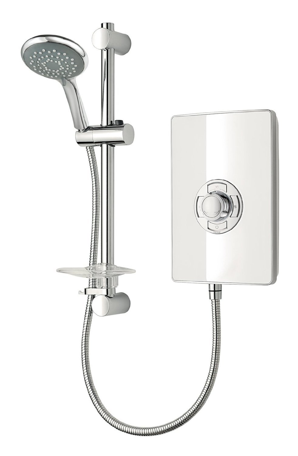 Triton Showers Collection 2 | Shower Electric | 9.5 KW | Triton Aspirante I White Gloss I Electrical Showers | with Showerhead and Anti Twist Hose | Best Electric Shower Units for Bathrooms