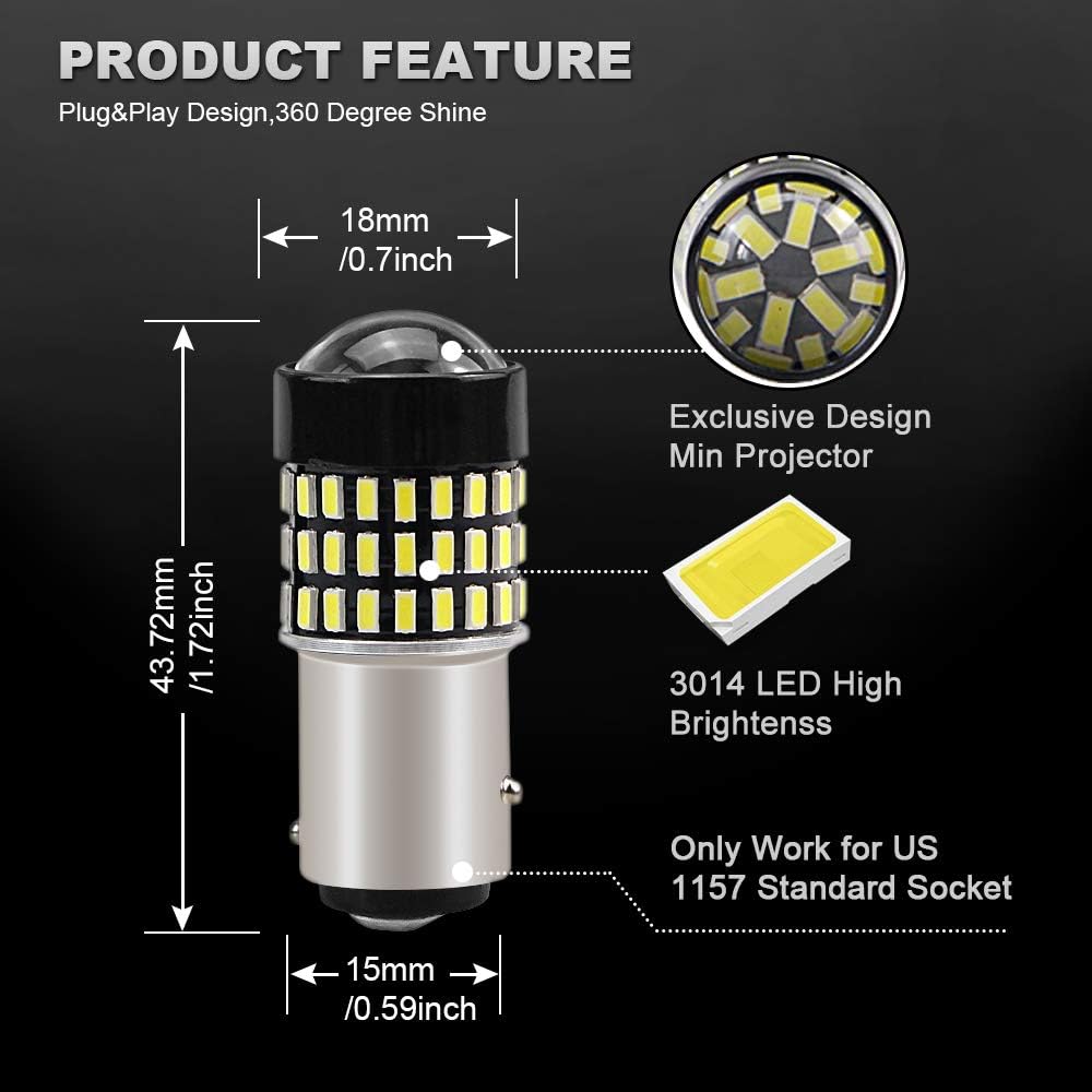 1224V Super Bright 1000 Lumens 3156 3057 4157 3056 Replacement for