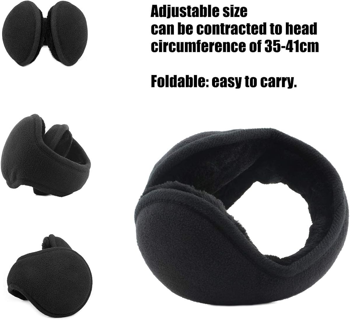 Metog Primitive Wing Winter Foldable Polar Fleece Earmuffs Black: Clothing