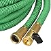 Expandable Garden Hose with 8 Pattern Hand Spray Nozzle Solid Brass Ends Lightweight Flexible Watering Hose Double Latex Core, Extra Strength Fabric 50ft(Green)