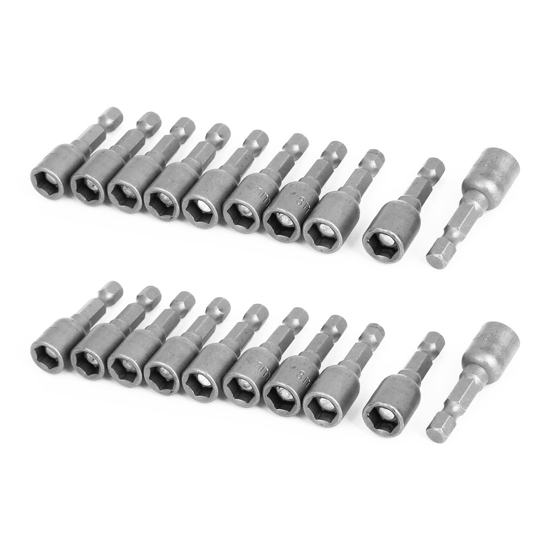 sourcingmap 8mm 5/16inch Magnetic Nut Driver Setter Socket Adapter 20pcs
