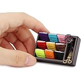 Dollhouse Accessories Miniature Sewing Tool Kit 1:12 Sewing Room Accessories Sewing Basket Simulation Model Dollhouse Decorations (Brown)