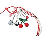 WEWAYSMILE Designer Rope Bag Charm Cherry Purse Charms for Handbags 8 Ball Keychain for Backpacks Wallets Car Key Accessories