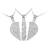 Personalized Sterling Silver Mom and Daughters Custom 3-Piece Breakable Heart Necklace