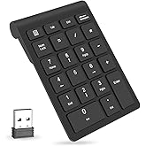 Wireless Number Pads, Numeric Keypad Numpad 22 Keys Portable 2.4 GHz Financial Accounting Number Keyboard Extensions 10 Key f