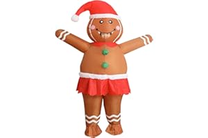 DUOLZ Gingerbread Man Costume Adult,Inflatable Christmas Costume,Blow Up Funny Onesies Xmas Ginger Bread Costumes Women Men