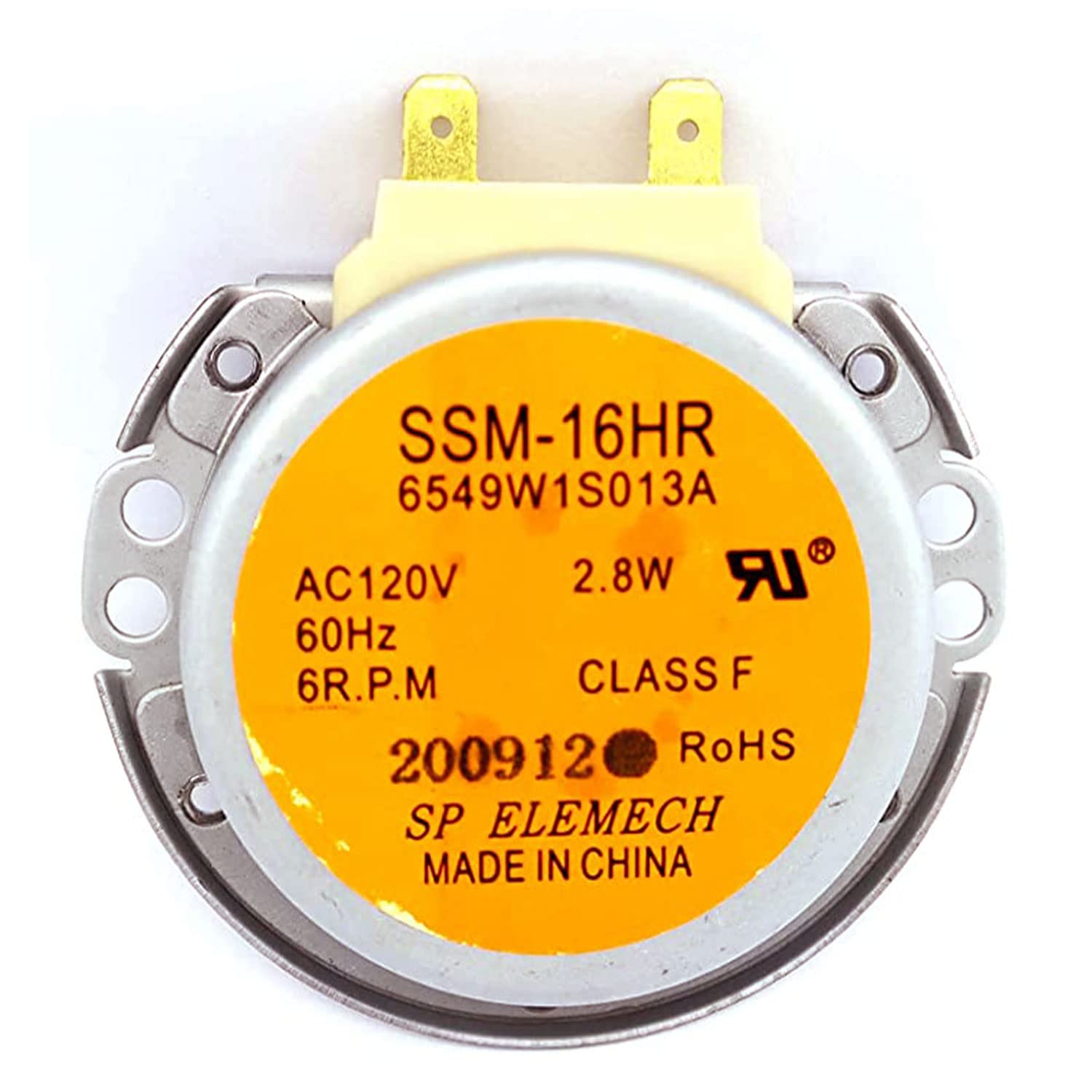 Photo 1 of [What's Up?] 6549W1S013A Motor 6549W1S013A (=6549W1S013K) New OEM Produced for LG Microwave Turntable Motor Replacement Part - SSM-16HR 120V 6 RPM 2.8W Plastic 3/8" Half Moon Shaft (D Shaped)