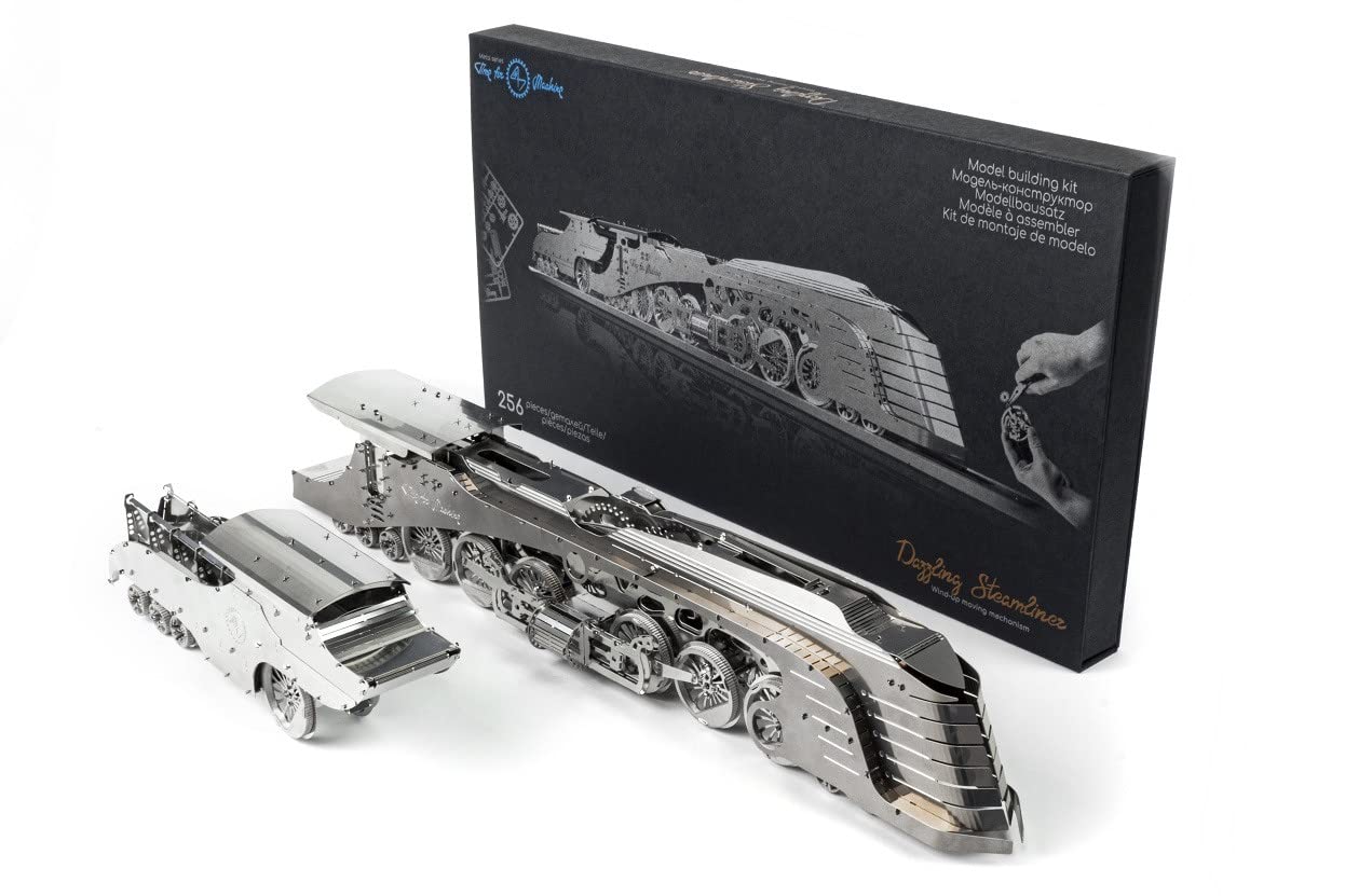 Time for Machine - Dazzling Steamliner Train Building Kit, T4M38017, Steel