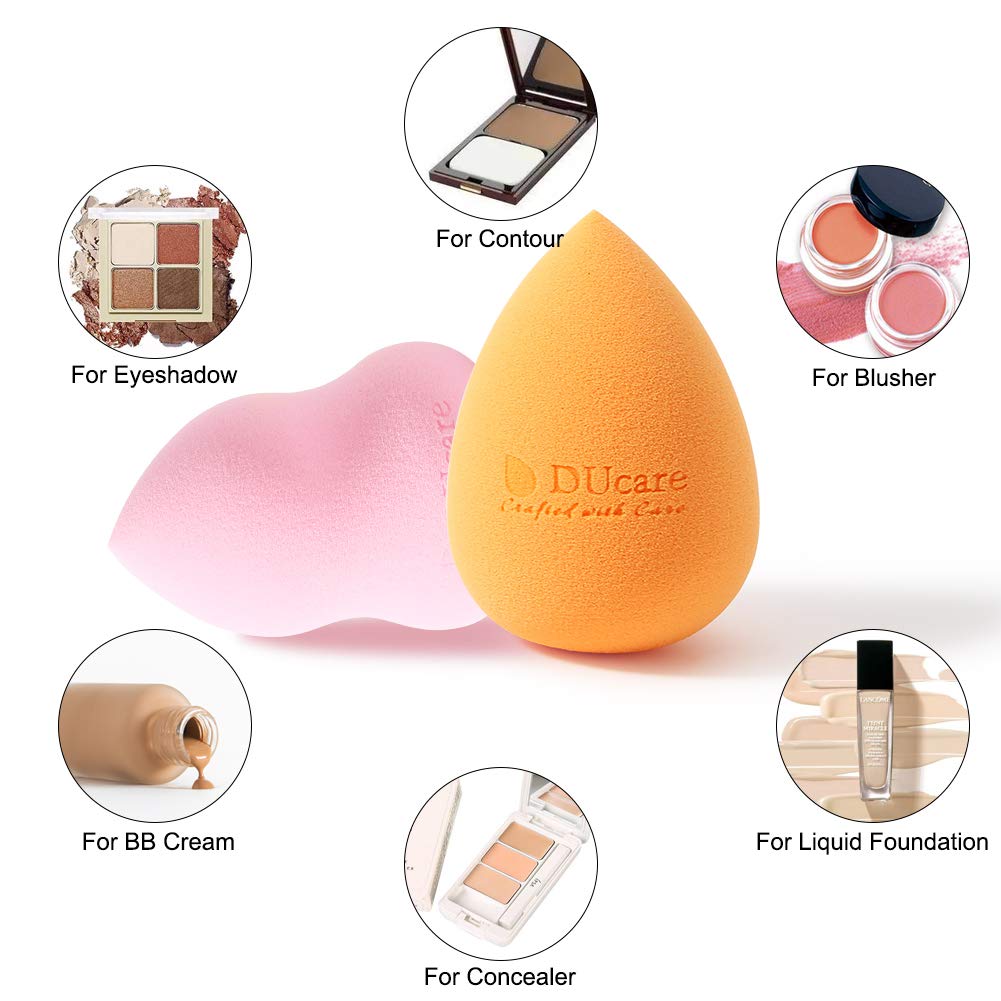 DUcare Kabuki Foundation Brush 1Pcs & 4Pcs Makeup Sponges - Foundation Synthetic Buffing Stippling Brush& Professional Beauty Makeup Sponge Blender for Liquid Blending Mineral Powder Makeup Tools: Beauty