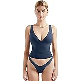 SUUKSESS Women Sexy V Neck V Back Tank Top Summer Sleeveless Going Out Double Lined Basic Tops